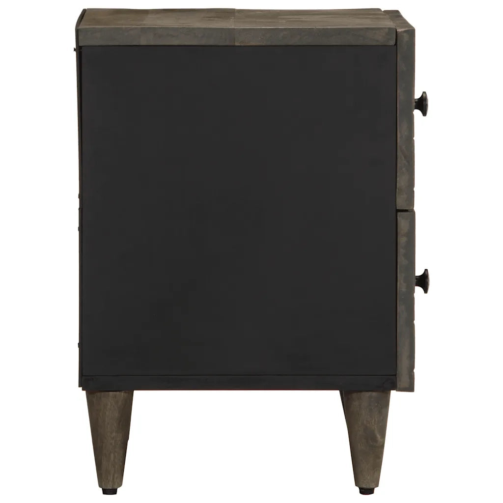 Comodino Grigio Chiaro 40x33x46 cm in Legno Massello di Mango 4017790