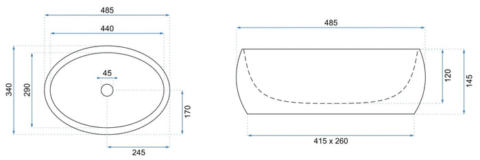 Lavabo Da Appoggio Rea Linda Granit Mat