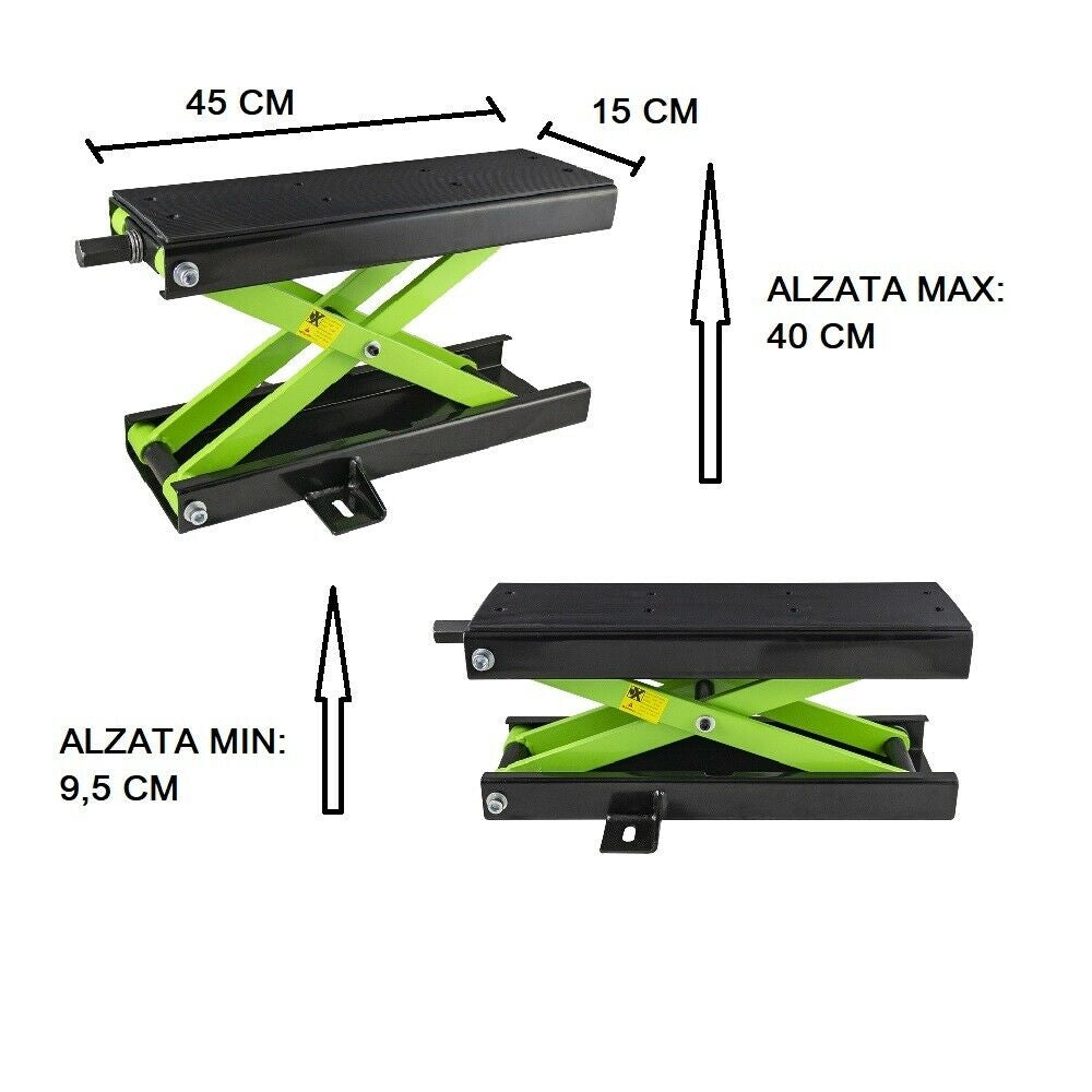 CAVALLETTO ALZAMOTO CRIC SOLLEVATORE PER MOTO FINO A 500 KG ALZATA MASSIMA 40 CM