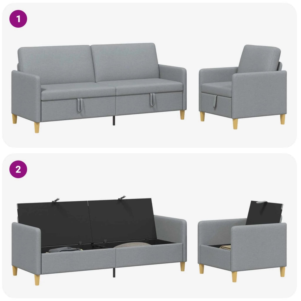 Set di Divani con Storage 2 pcs Grigio Chiaro Poliestere 3429232