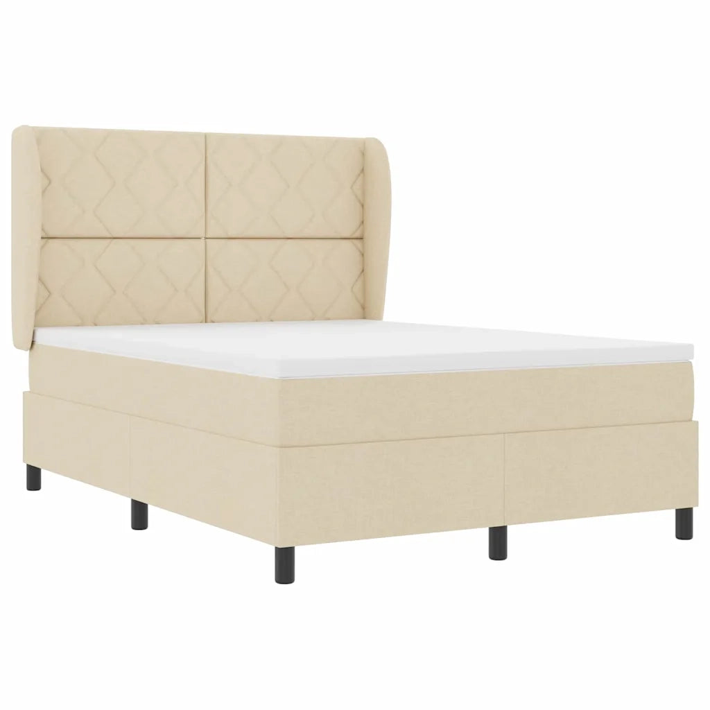 Letto a molle con materasso Crema 160 x 200 cm Tessuto 3340639