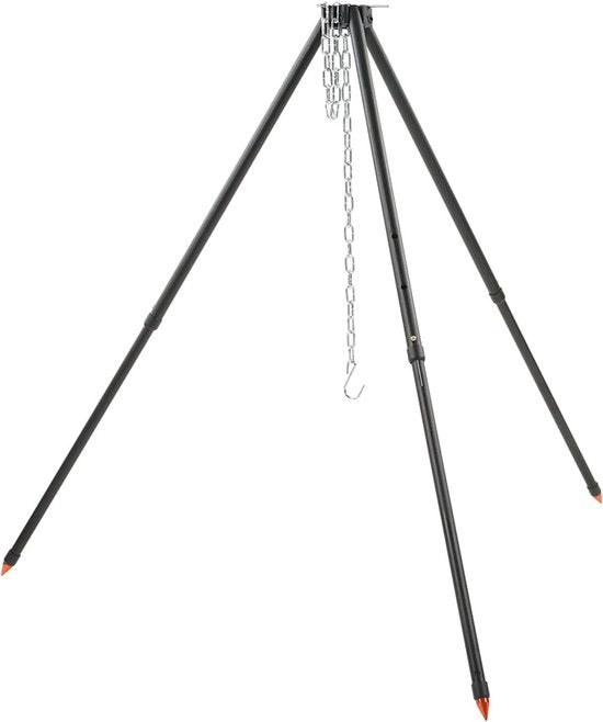 Stativo da Campeggio per Attività All'Aperto e BBQ - Griglia da Campeggio con Supporto Regolabile e Tasca di Riposo - Stand per Cucina da Campeggio in Acciaio Inossidabile - Accessorio da Cucina per Viaggi e Campeggio - Sostenibile e Pratico