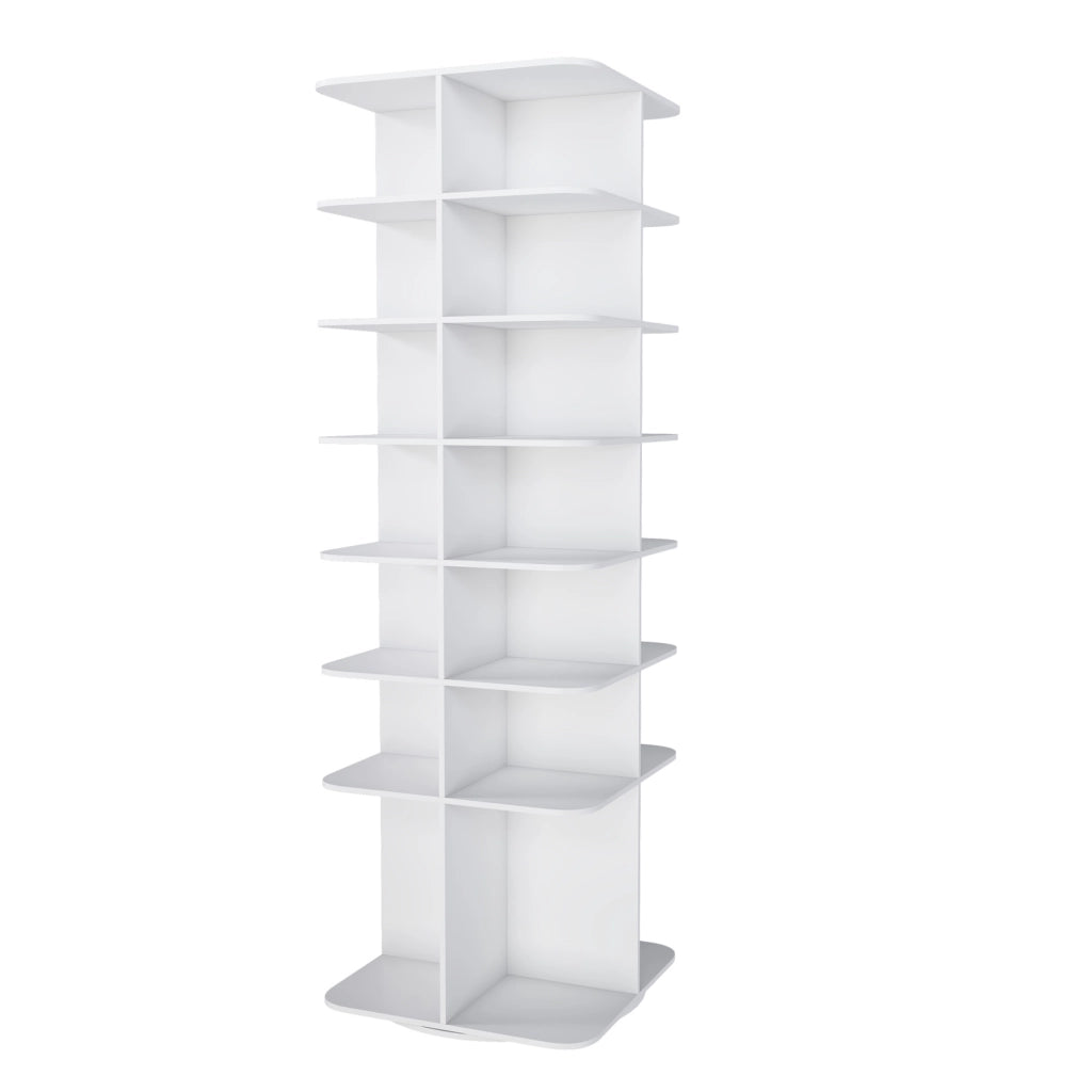 Scarpiera girevole con 7 ripiani - per ingresso - in PVC - 65×65×184 cm - bianco