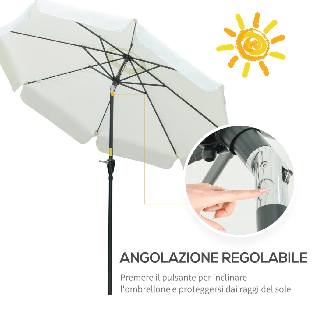 Ombrellone da Giardino Ø2,6x2,5 m Palo Ø38 mm in Alluminio e Poliestere Beige
