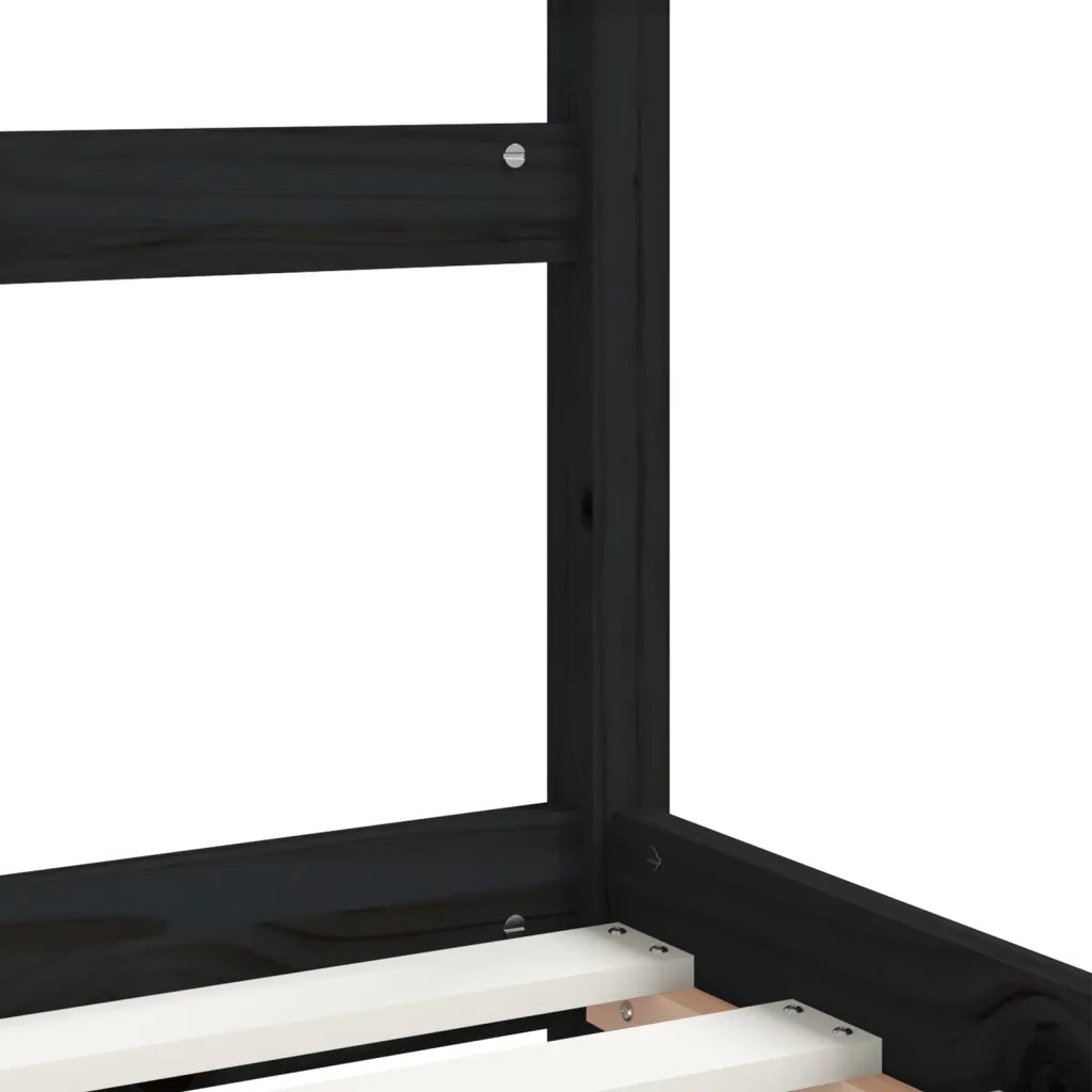 Giroletto per Bambini-Struttura Letto Bambini Nero 80x200 cm in Legno Massello di Pino 812645