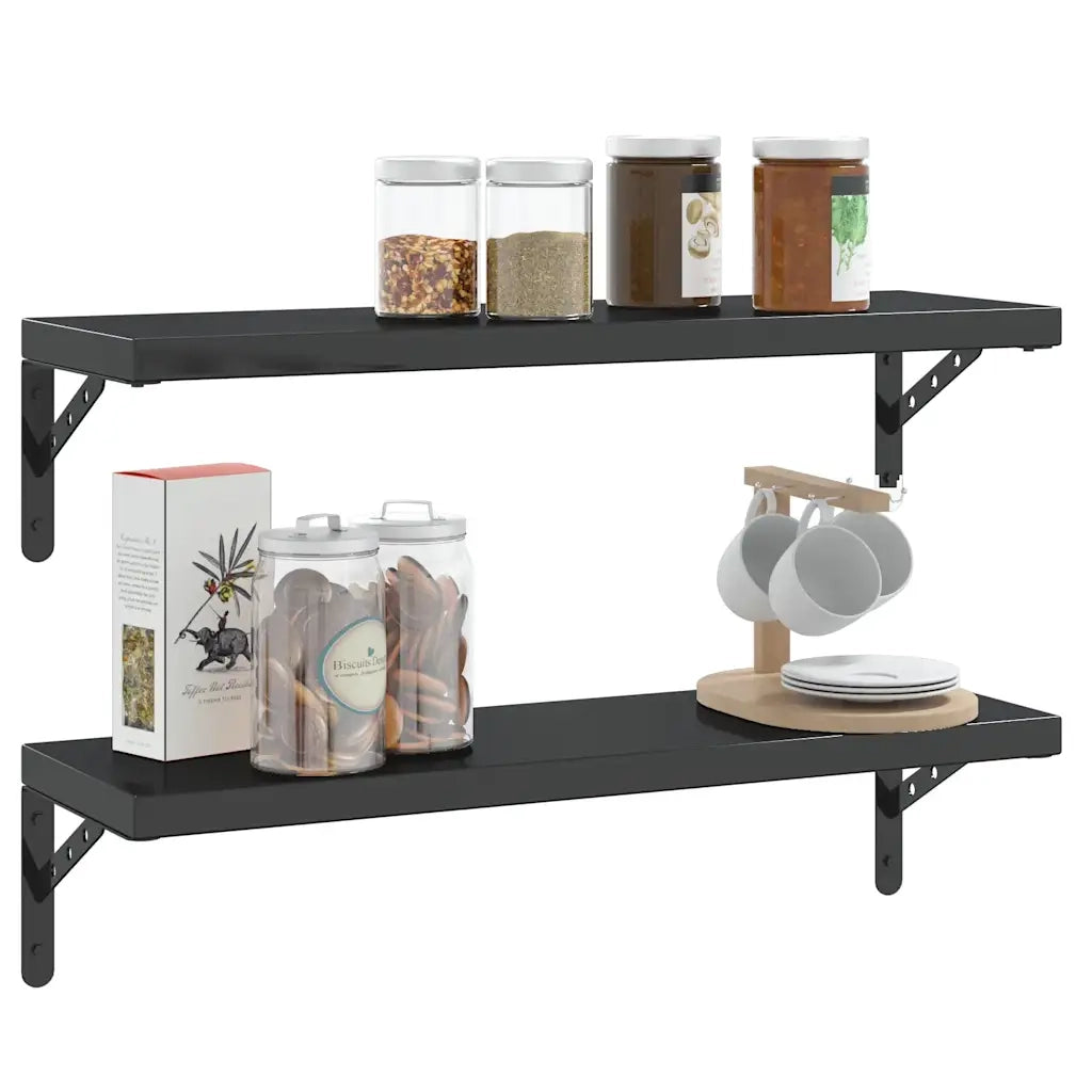 Staffe per Mensola 4 pz 23,5x2,5x15,5 cm in Acciaio Inox Nero