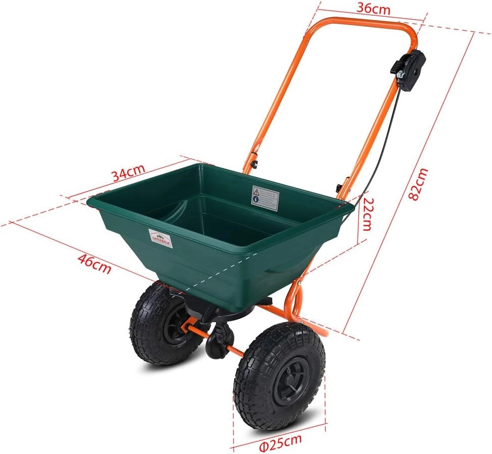 Carrello Spargitore 20L Pneumatici XXL Spandisabbia Spargisale Concimatore Spargisemi