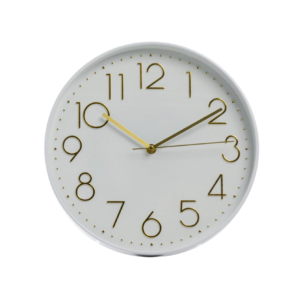 Orologio da Parete 30 cm Moderno Design Minimalista con Numeri in Rilievo e Lancette Decorative Disponibile Bianco Grigio e Nero Bianco