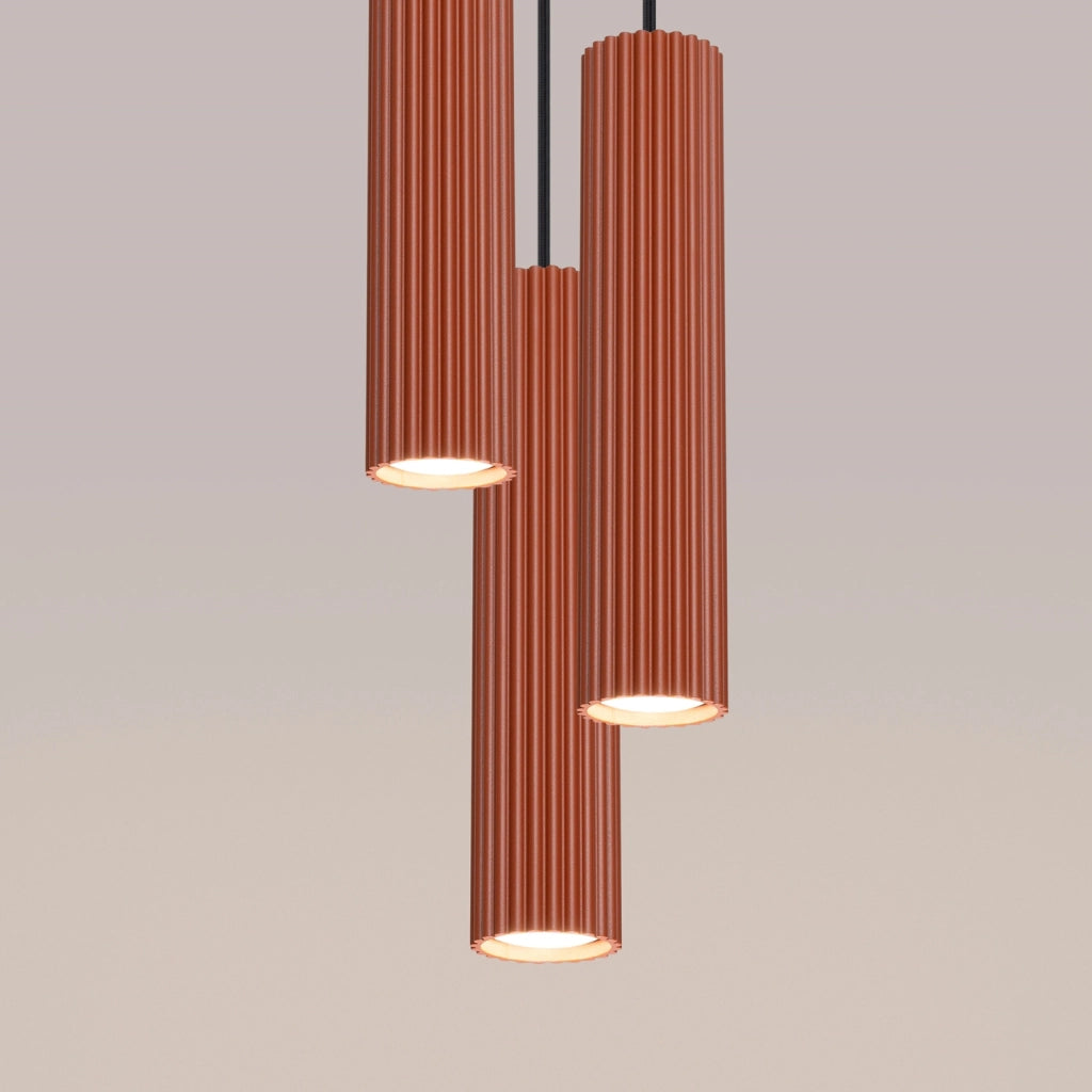 Lampada a sospensione GRAVIO ocra rossa Ø20 3xGU10