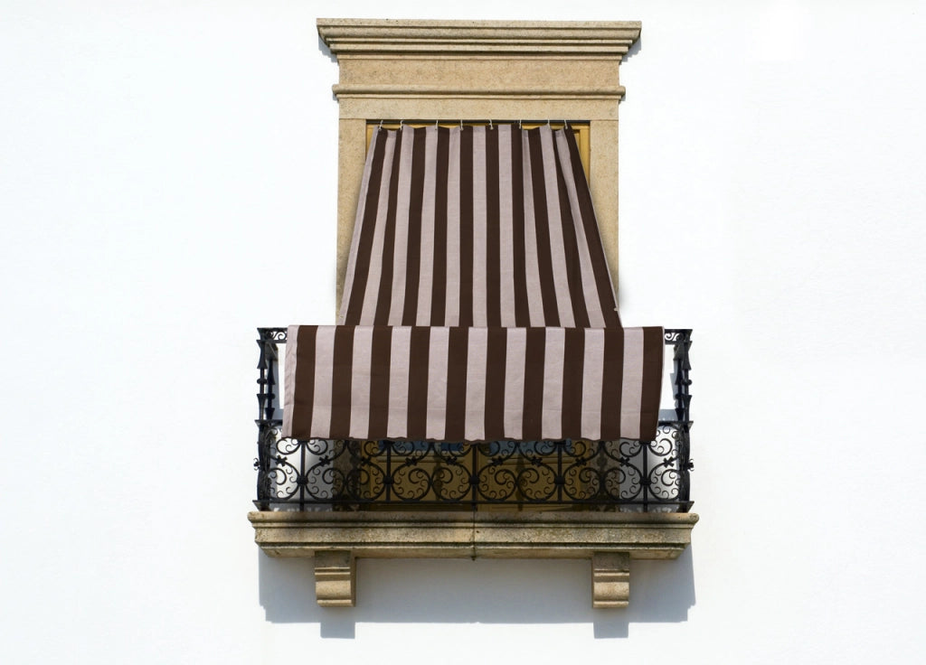 Tenda Da Sole A Caduta Per Esterno Balcone Casa Telo Ombra UV Modello Riga Larga - 145x300 - Marrone