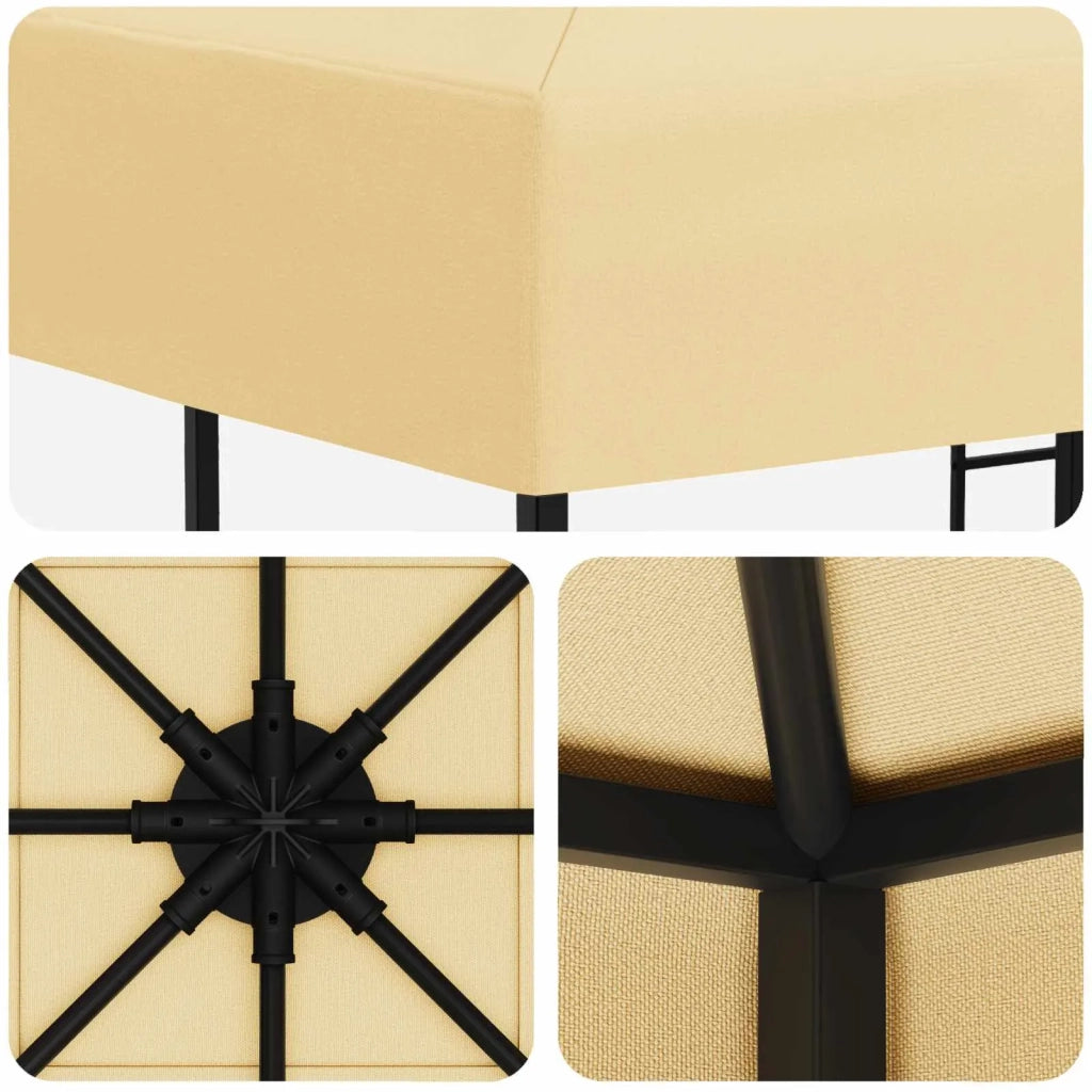 Gazebo 3 x 3 m Crema Poliestere e Acciaio 190 gsm