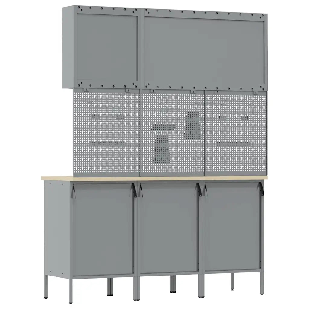 Mobile da lavoro 8 pcs Rosso Legno ingegnerizzato e acciaio 3321447
