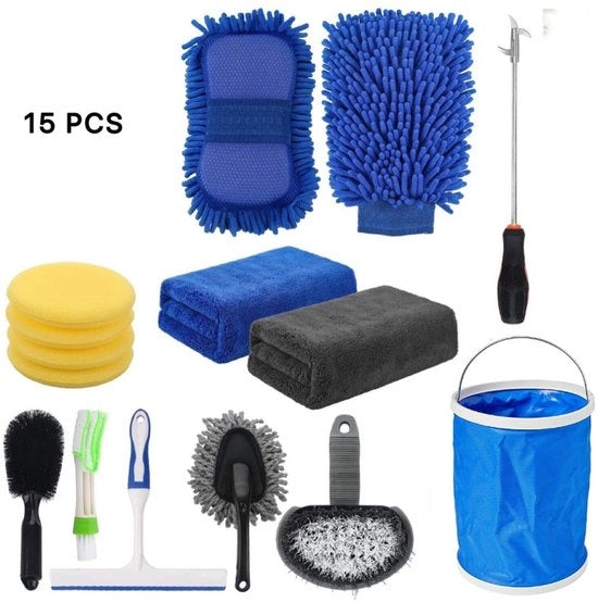 Set di pulizia auto completo da 15 pezzi