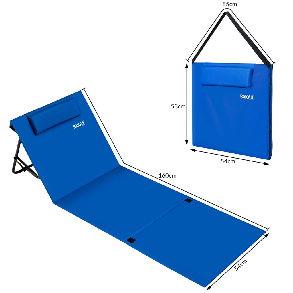 Set 2 Lettini Spiaggia Stuoia Materassino Mare Pieghevole Regolabile Blu