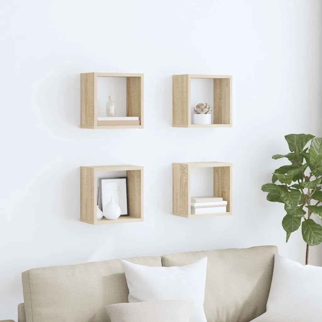 Mensole a Cubo 4 pz Rovere Sonoma 26x15x26 cm 807035