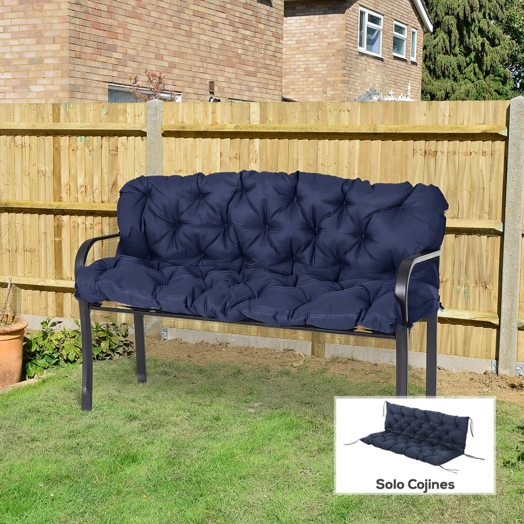Cuscino da Banco 3 Posti ¨C Zephmum ¨C Blu 150x98x8 cm con 6 Cordoni