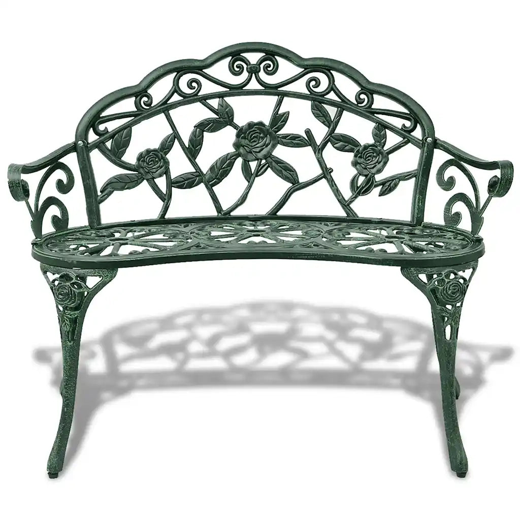 Panchina da Giardino 100 cm in Alluminio Pressofuso Verde 42166