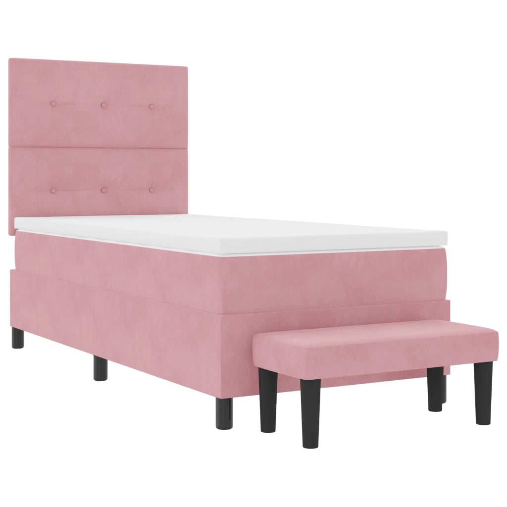 Letto con Base a Molla e Materasso Rosa 90x190 cm in Velluto