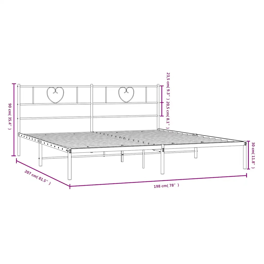 Letto matrimoniale | Letto per adulti | Giroletto con Testiera Metallo Bianco 193x203 cm