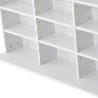 Libreria Porta CD in Legno con 3 Colonne da 12 Ripiani ad Altezza Regolabile, 102x23.5x195 cm, Bianco