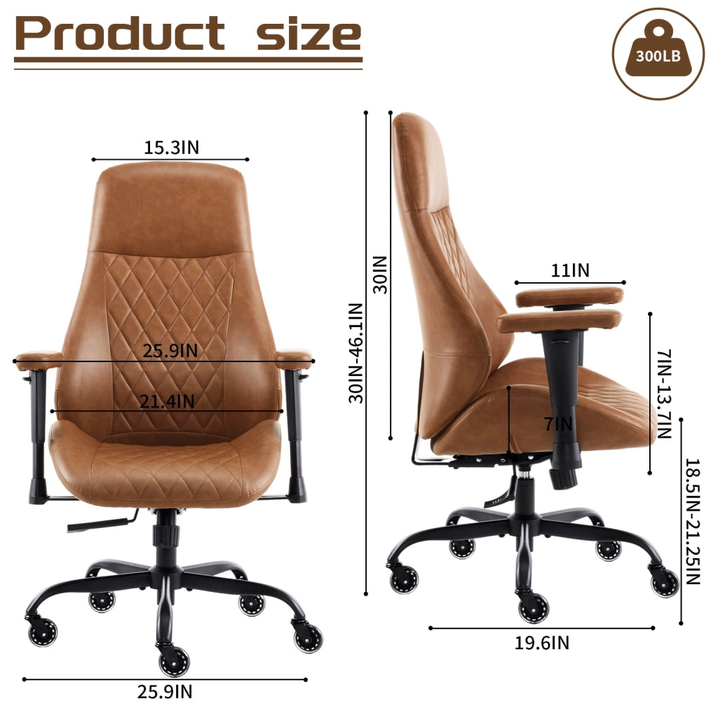 SEDIA Ergonomica con Schienale Alto Regolabile in Similpelle Marrone