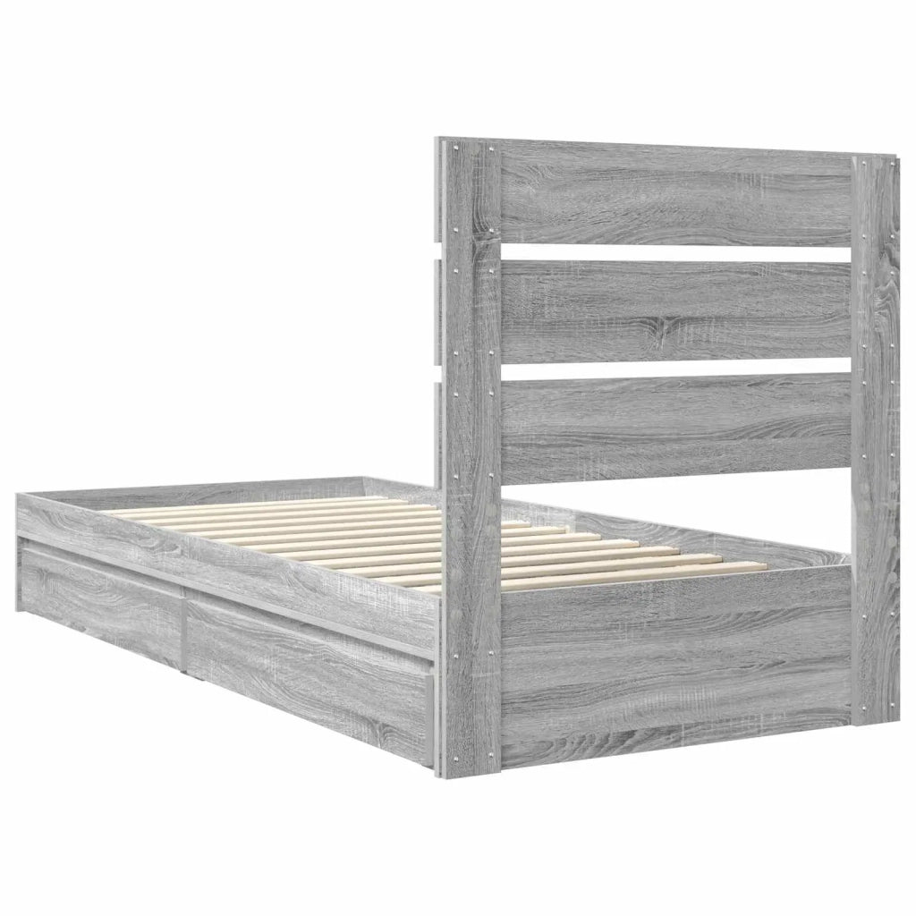 Letto con Contenitore con testiera Grigio Sonoma 70 x 190 cm
