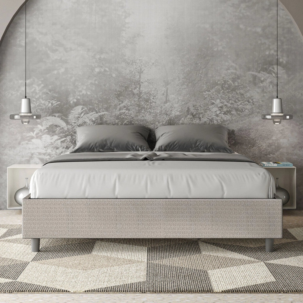 Letto Matrimoniale Sommier 160x190 cm Senza Rete Azelia Labirinto 01 Bianco
