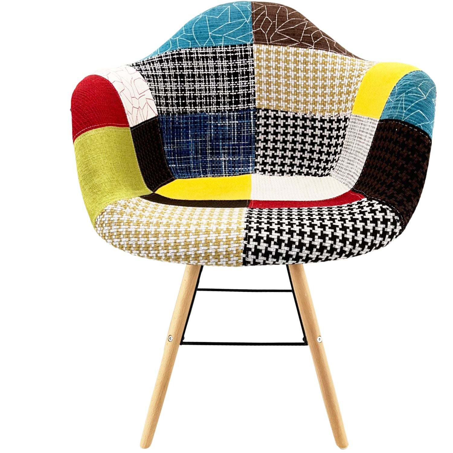 Marvin Poltrona Patchwork Relax Sedia Colorata Design In Tessuto Con Struttura Legno Di Faggio Schienale Braccioli Imbot