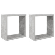 2 pz Mensole Parete | Mensola sospesa a Cubo Grigio Cemento 30x15x30 cm