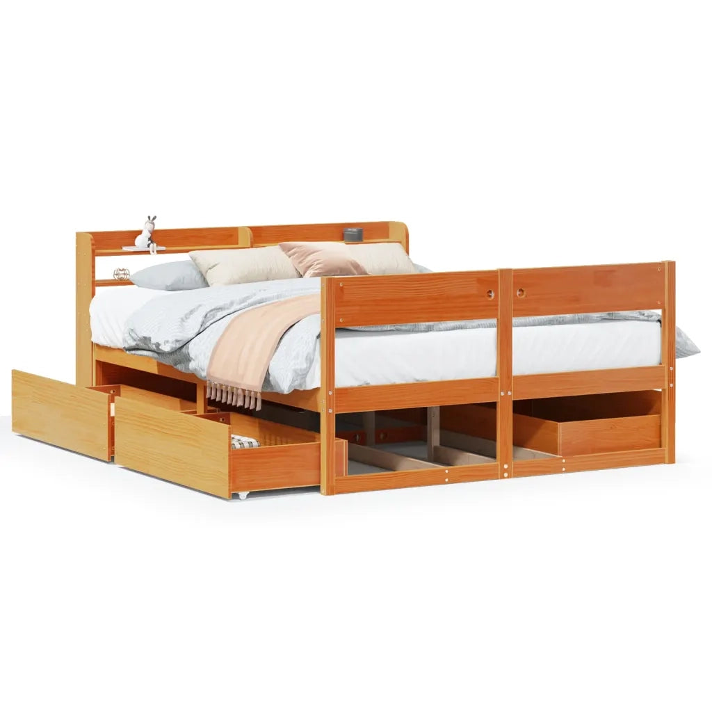 vidaXL Letto senza Materasso Marrone Cera 160x200 cm in Legno di Pino