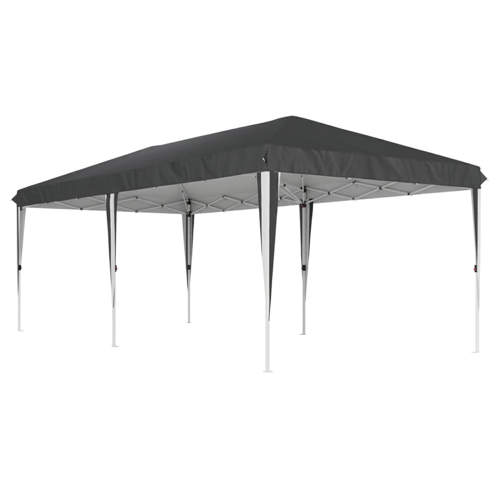 Gazebo Pieghevole Da Catering Con Pareti Laterali Finestre Trasparenti Porte Removibili E Struttura Pop Up Impermeabile Resistente Nero 3x6 Metri