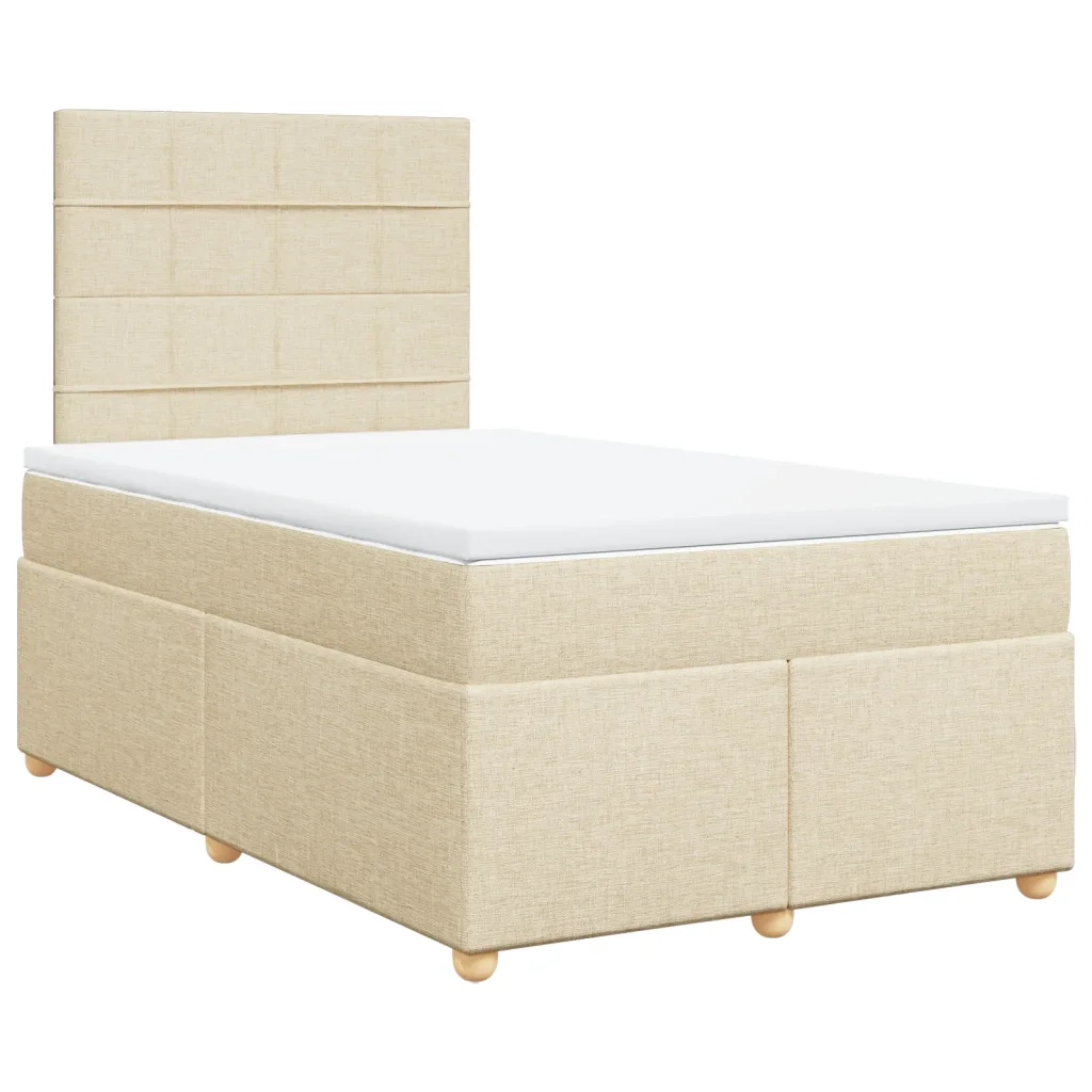 Giroletto a Molle con Materasso Crema 120x190 cm in Tessuto