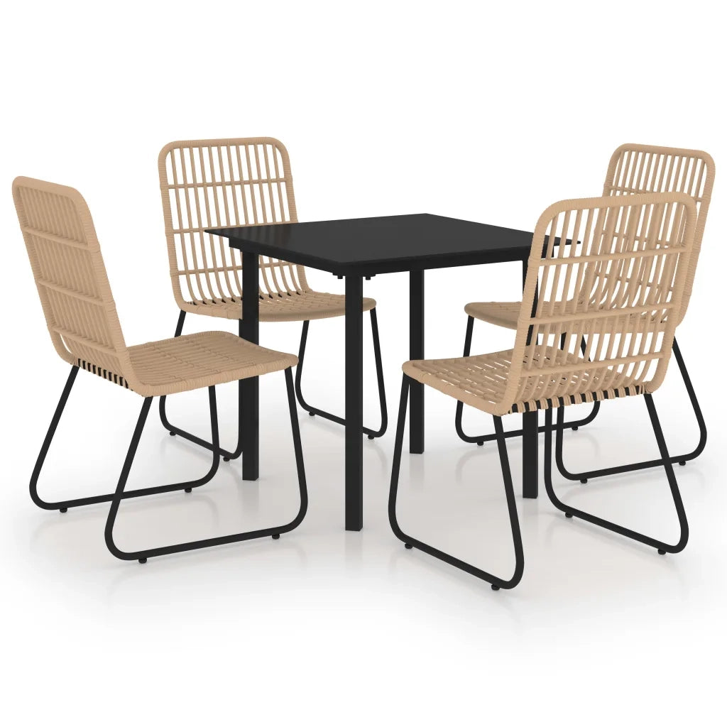 Set da Pranzo da Giardino 5 pz in Polyrattan e Vetro cod mxl 34645