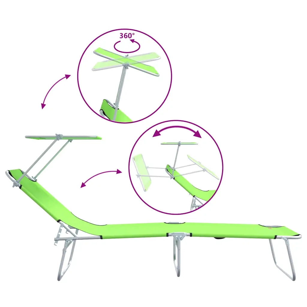 Lettino da sole 2 pcs Verde 58 x 188 x 77cm Poliestere 42003064