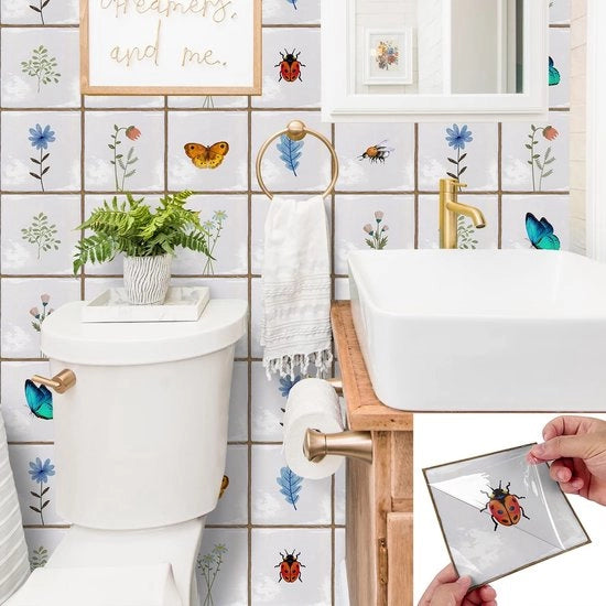 Sticker per Parete 30 Pezzi - Sticker Autoadesivi per Parete - Sticker per Parete in Cucina - Sticker per Parete in Bagno - Decorativi Sticker per Parete - Forma Quadrata - Sticker per Parete Autoadesivo