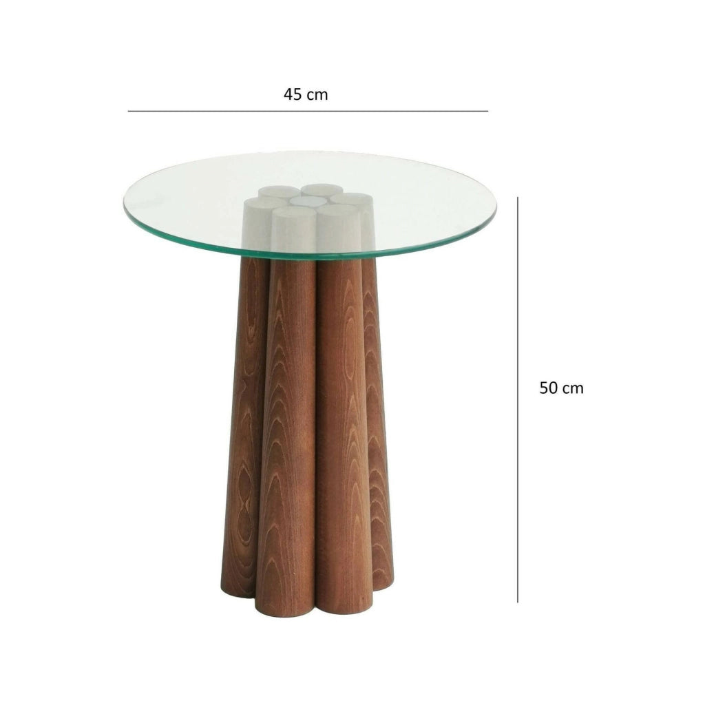 Brasilia, Tavolino da Salotto Forma Rotonda, 45x50x50h cm Marrone Noce