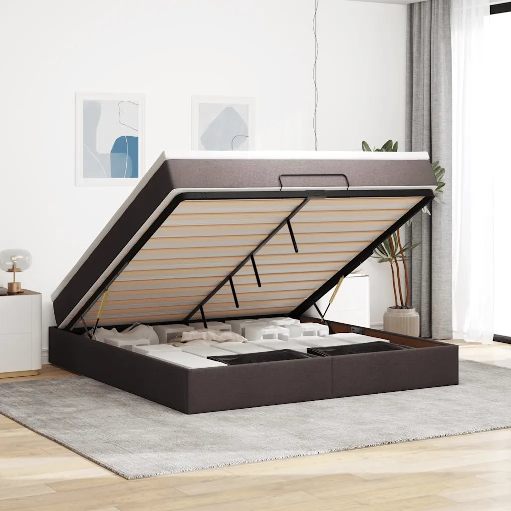 Struttura Letto Pouf con Materasso 160x200 cm in Tessuto 3311123