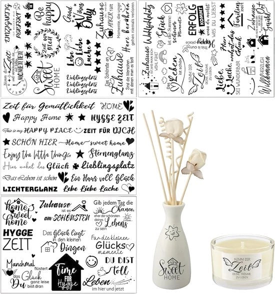 Sticker trasferibili per rubare spesse 4 pezzi - per mobili Keraflott Raysin legno vetro - decorazione DIY con rubon sticker trasferibili .