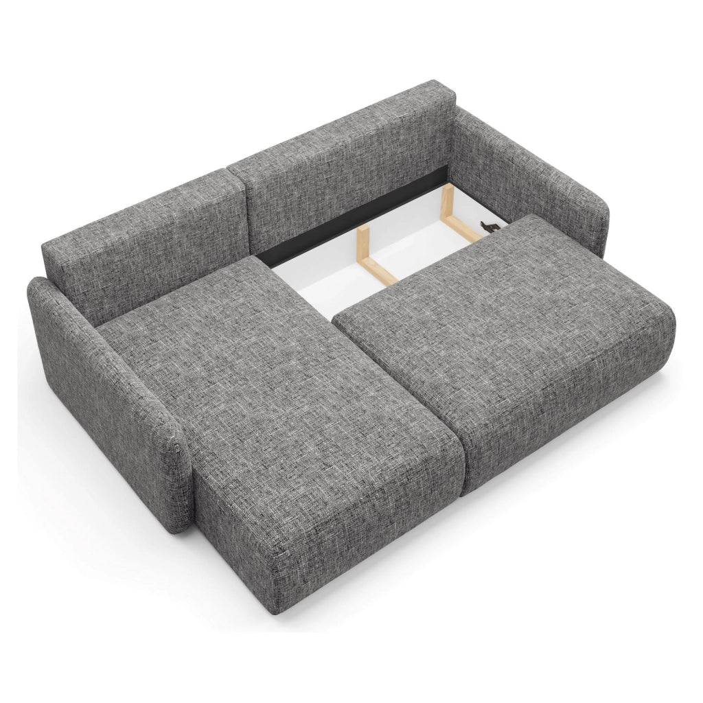 Pagno, Divano Letto con Penisola Contenitore, 207x148 cm Grigio