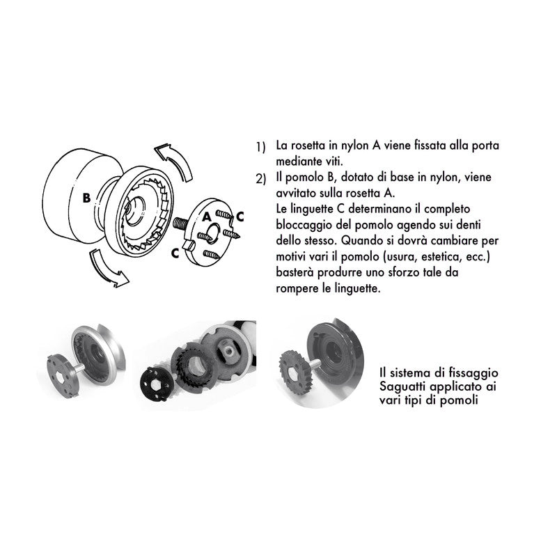 Pomolo fisso per porta SAGUATTI 161/60CB in alluminio bronzo lucido