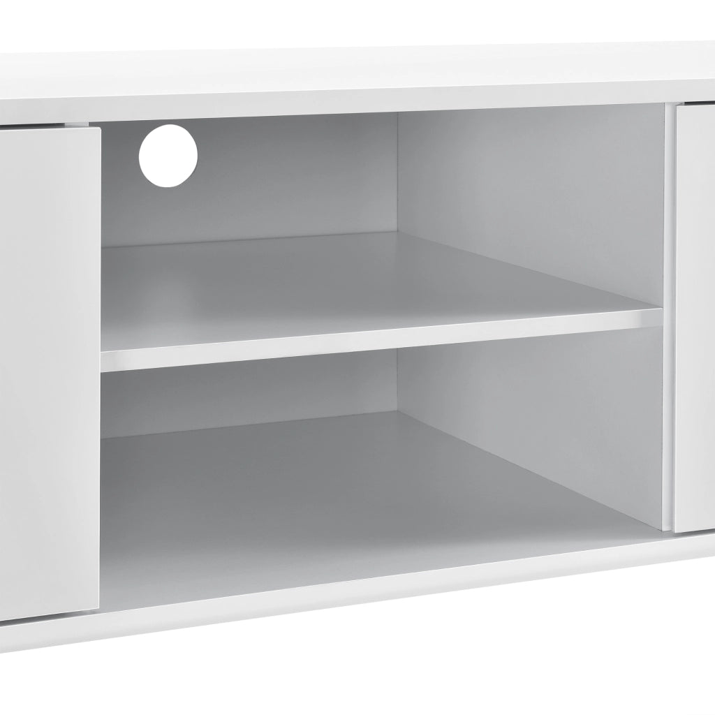 Mobile TV con Scomparti Chiusi e Aperti 34,5 x 120 x 40 cm - Bianco Lucido [en.casa]