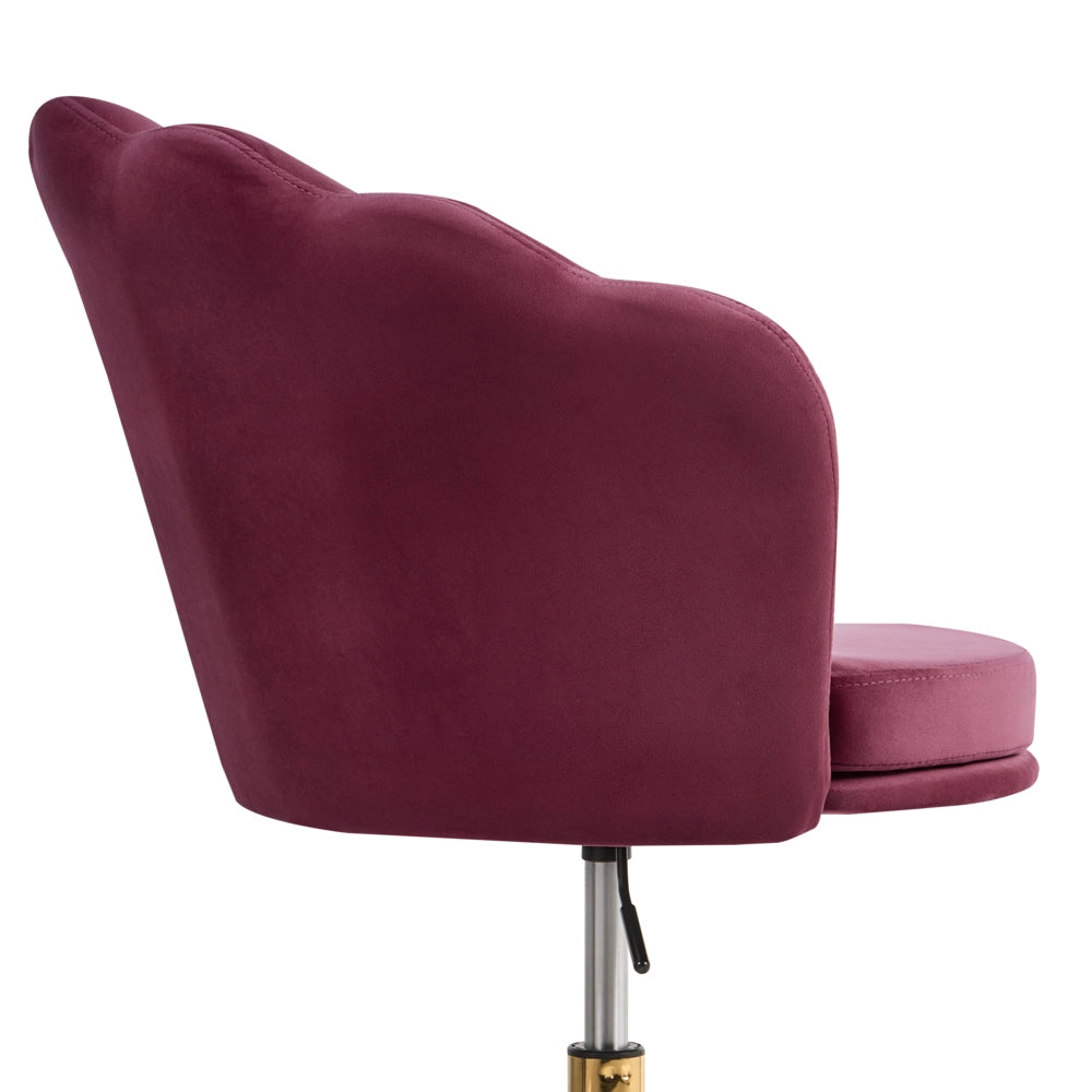 Sedia da ufficio in velluto di colore bordeaux con base girevole altezza regolabile elegante moderna