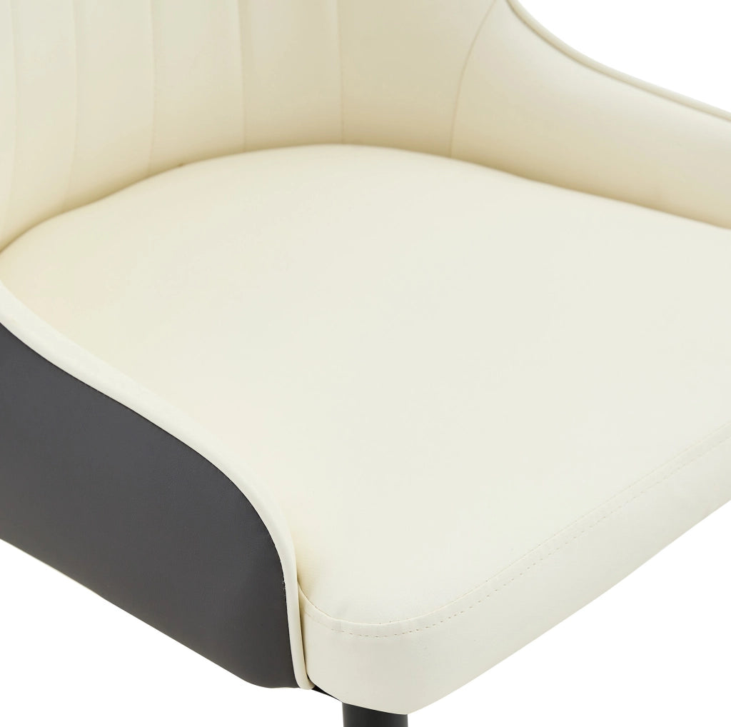 Set di 2 sedie da pranzo 91 cm con schienale a fulmine in PU e metallo grigio scuro e bianco nero