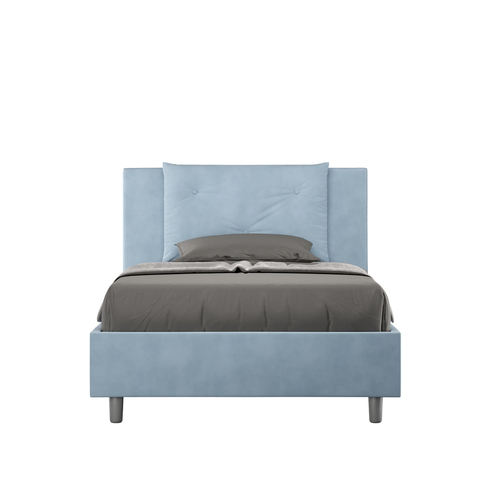 Letto Singolo 90x190 cm con Rete e Contenitore Appia Azzurro
