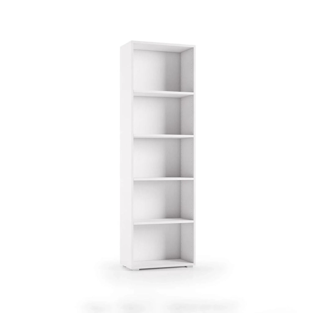 Libreria Verticale Bianca Alta con 5 Ripiani Regolabili | Scaffale Salvaspazio per Libri, Documenti e Decorazioni | Mobile Moderno per Casa, Ufficio e Studio 60x30x195 cm
