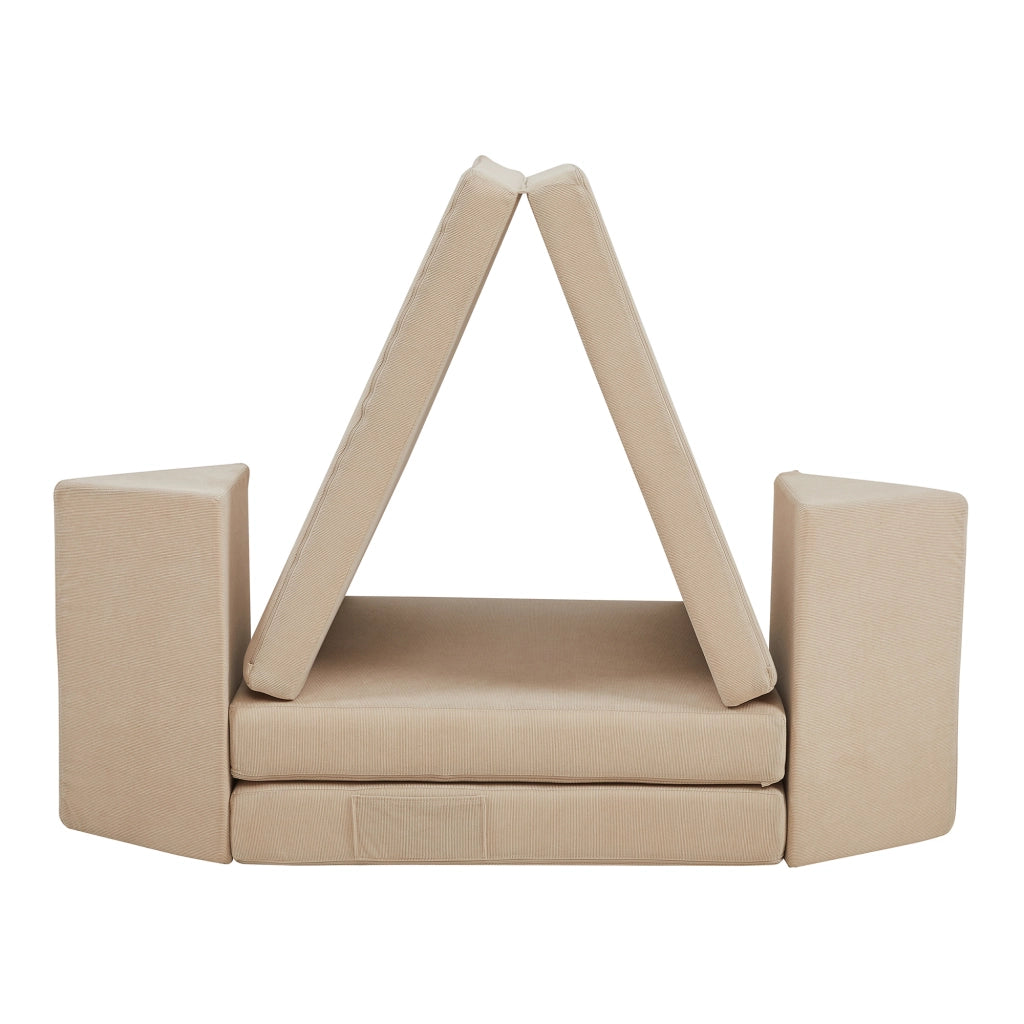 Divano Componibile per Bambini Norhulta Set Modulare Imbottito 150x66x46 cm Velluto a Coste Beige [en.casa]