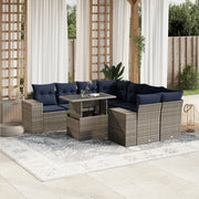 Set Divani da Giardino 9 pz con Cuscini Grigio in Polyrattan 3269061