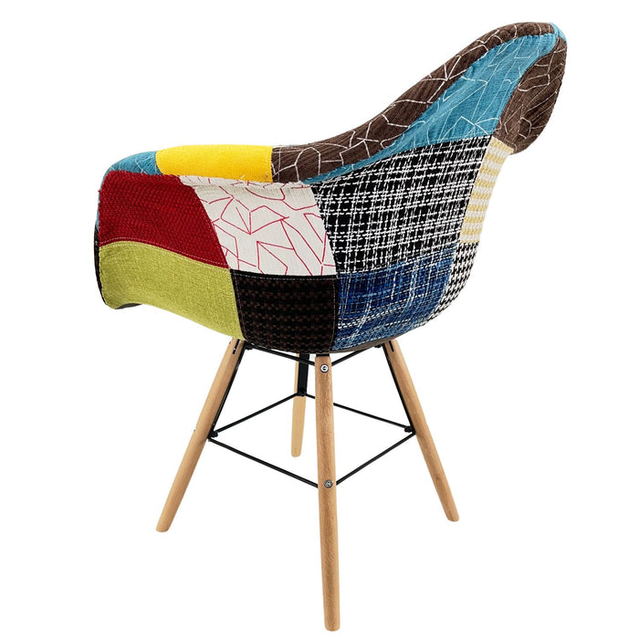Marvin Poltrona Patchwork Relax Sedia Colorata Design In Tessuto Con Struttura Legno Di Faggio Schienale Braccioli Imbot