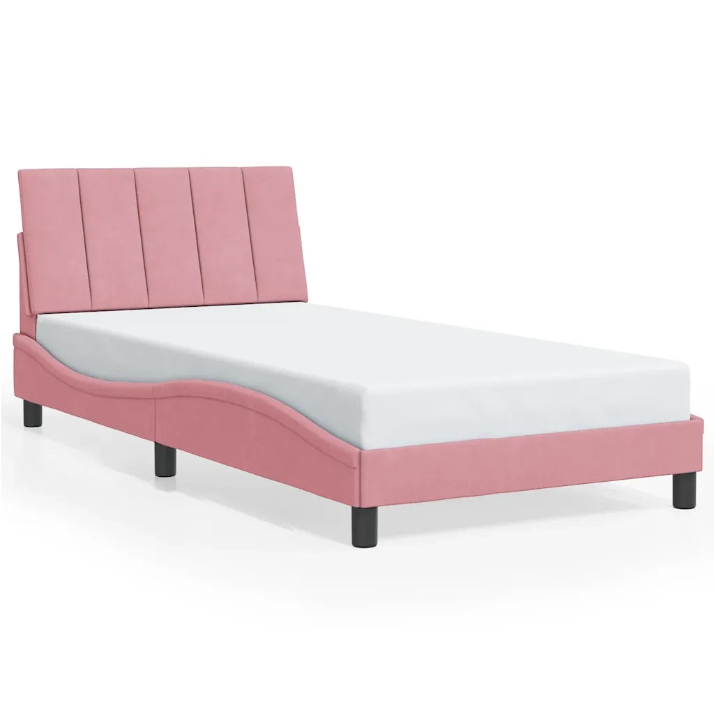 Giroletto senza Materasso-Struttura Letto Hanko Rosa 100x200 cm in Velluto