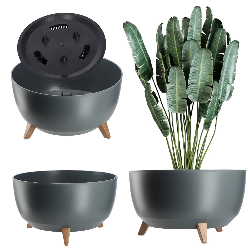 Vaso da fiori KADAX 47 cm con coperchio e piedini interni, colore antracite
